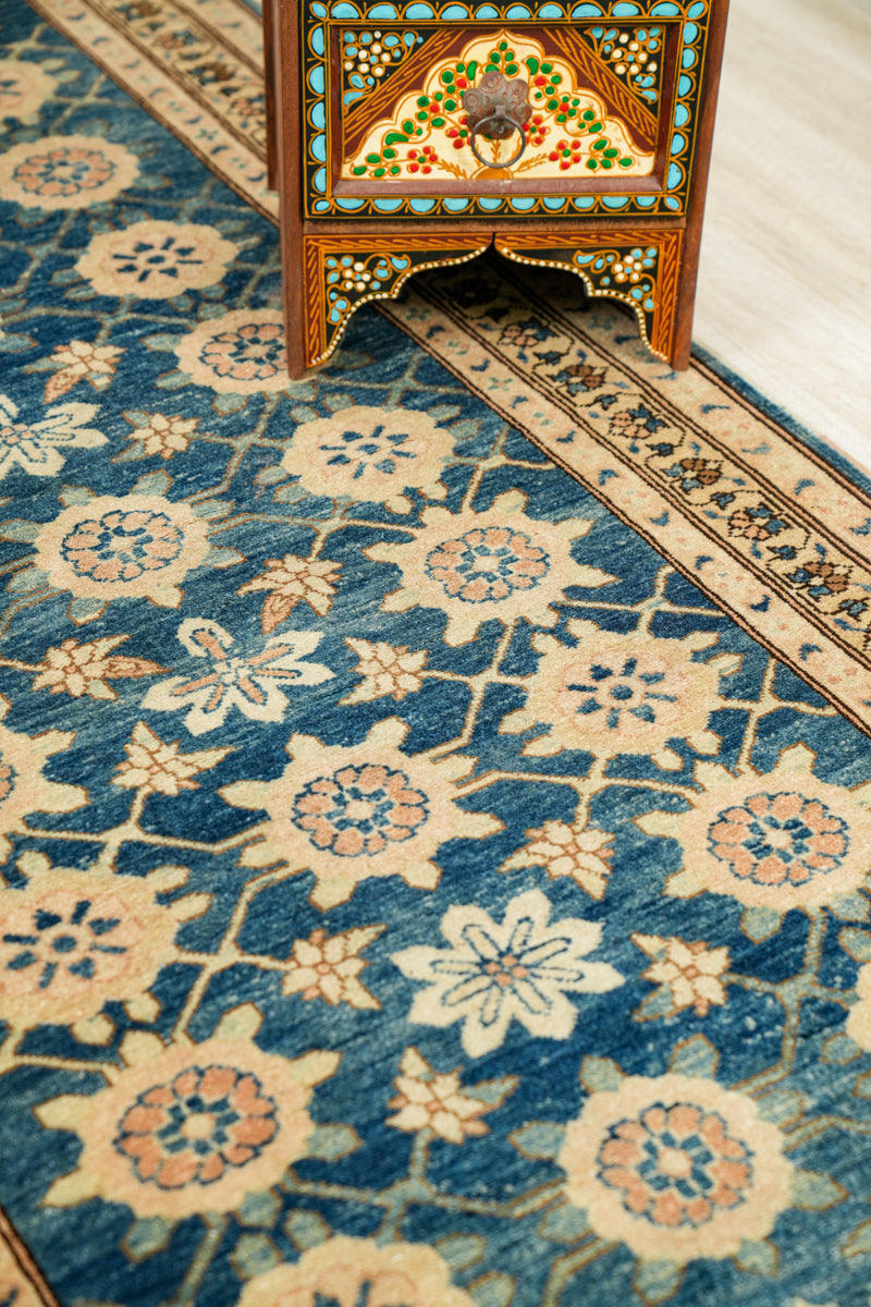 Modern Afghan Tabriz Hallway Rug 11'7"x 3'7"