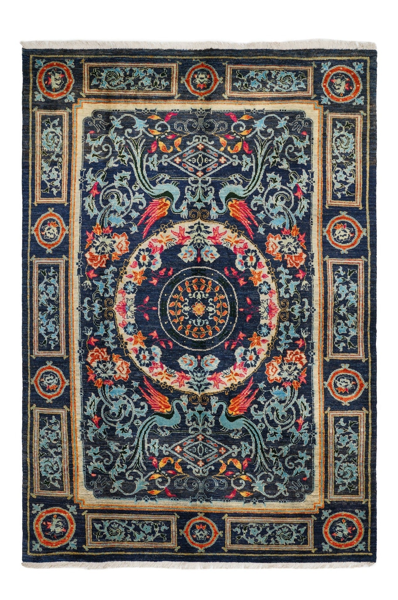 Modern Afghan Dragon Rug 9' x 6'1"