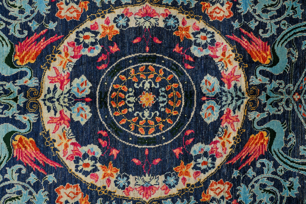 Modern Afghan Dragon Rug 9' x 6'1"