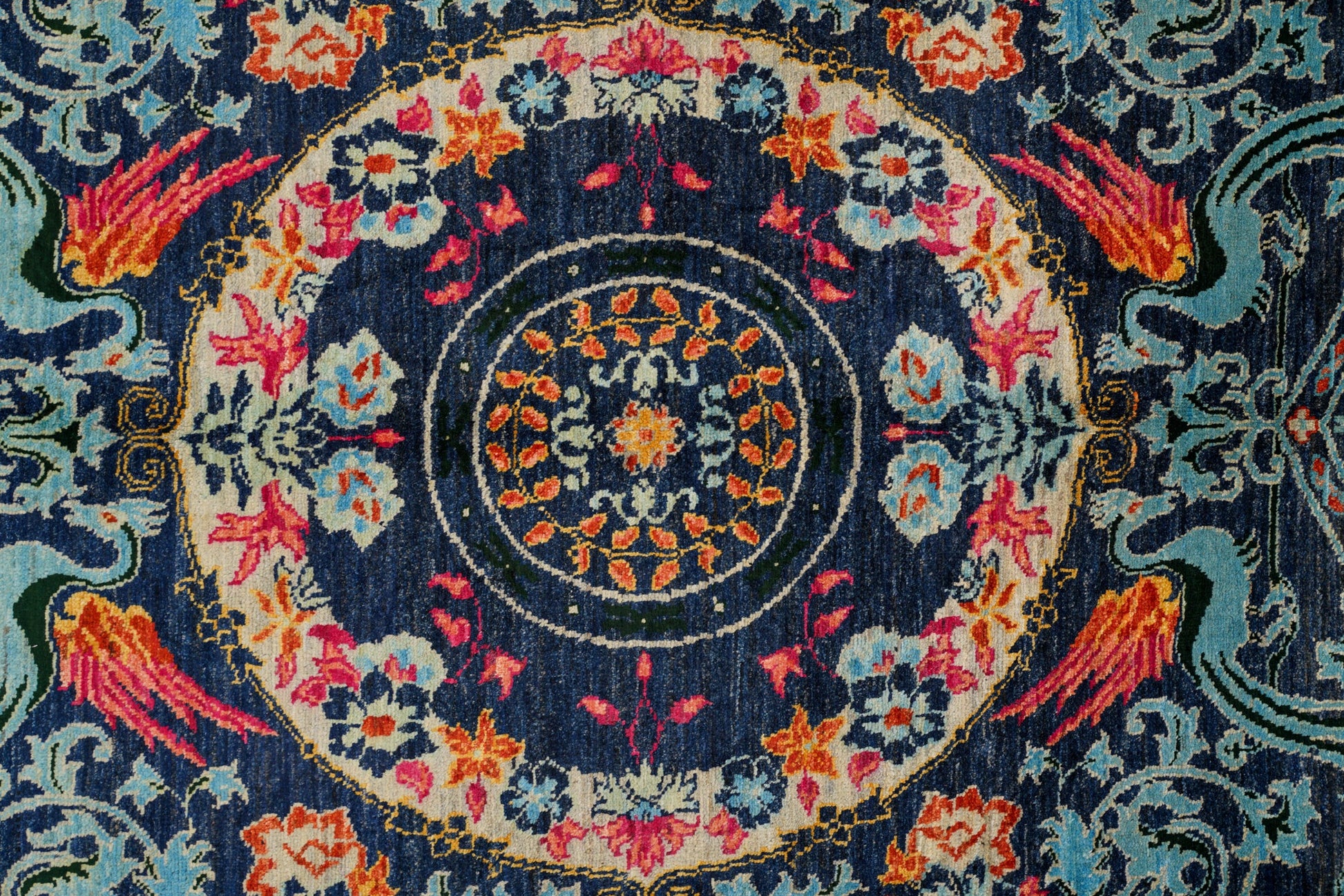 Modern Afghan Dragon Rug 9' x 6'1"