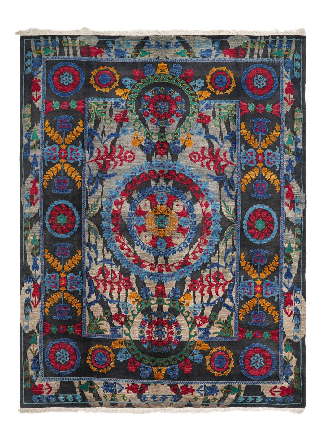 Modern Afghan Suzani Rug 10'3" x 7'7"