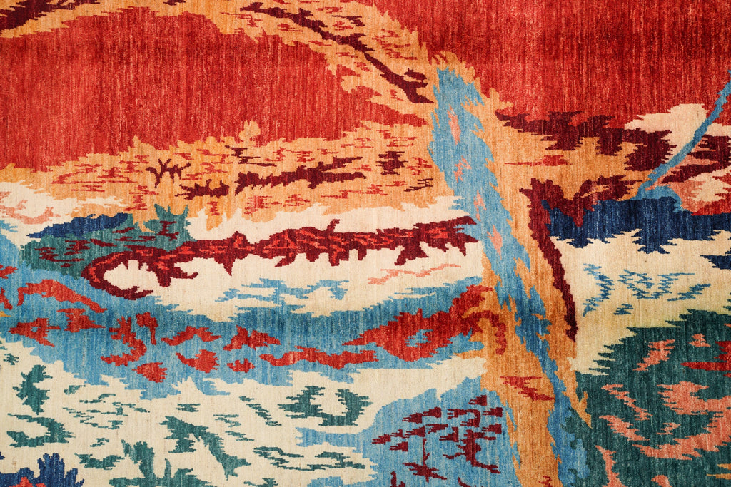 Modern Afghan Abstract Rug 9'10" x 8'2"