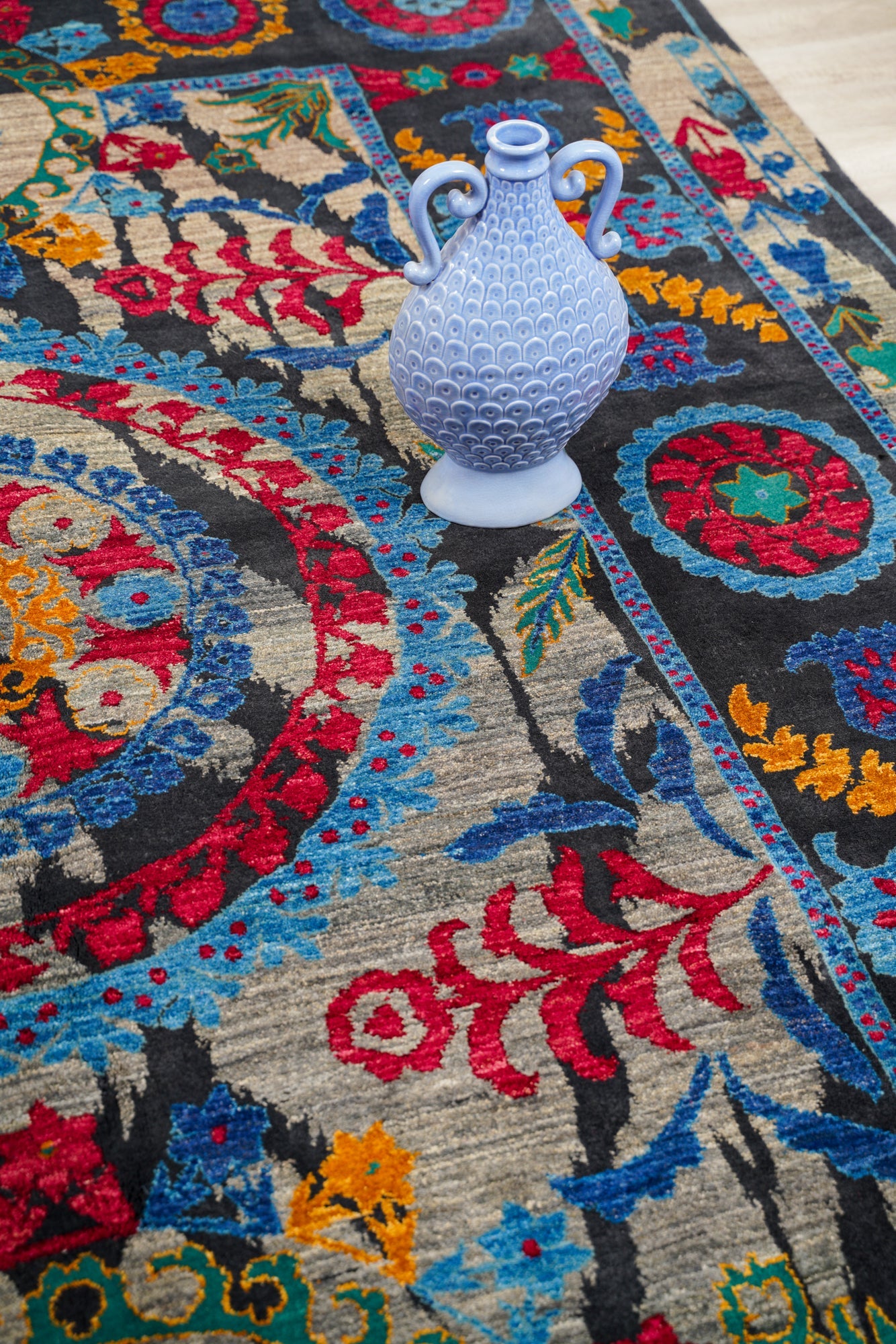 Modern Afghan Suzani Rug 10'3" x 7'7"