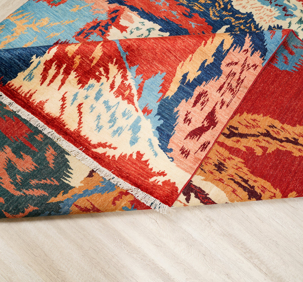 Modern Afghan Abstract Rug 9'10" x 8'2"