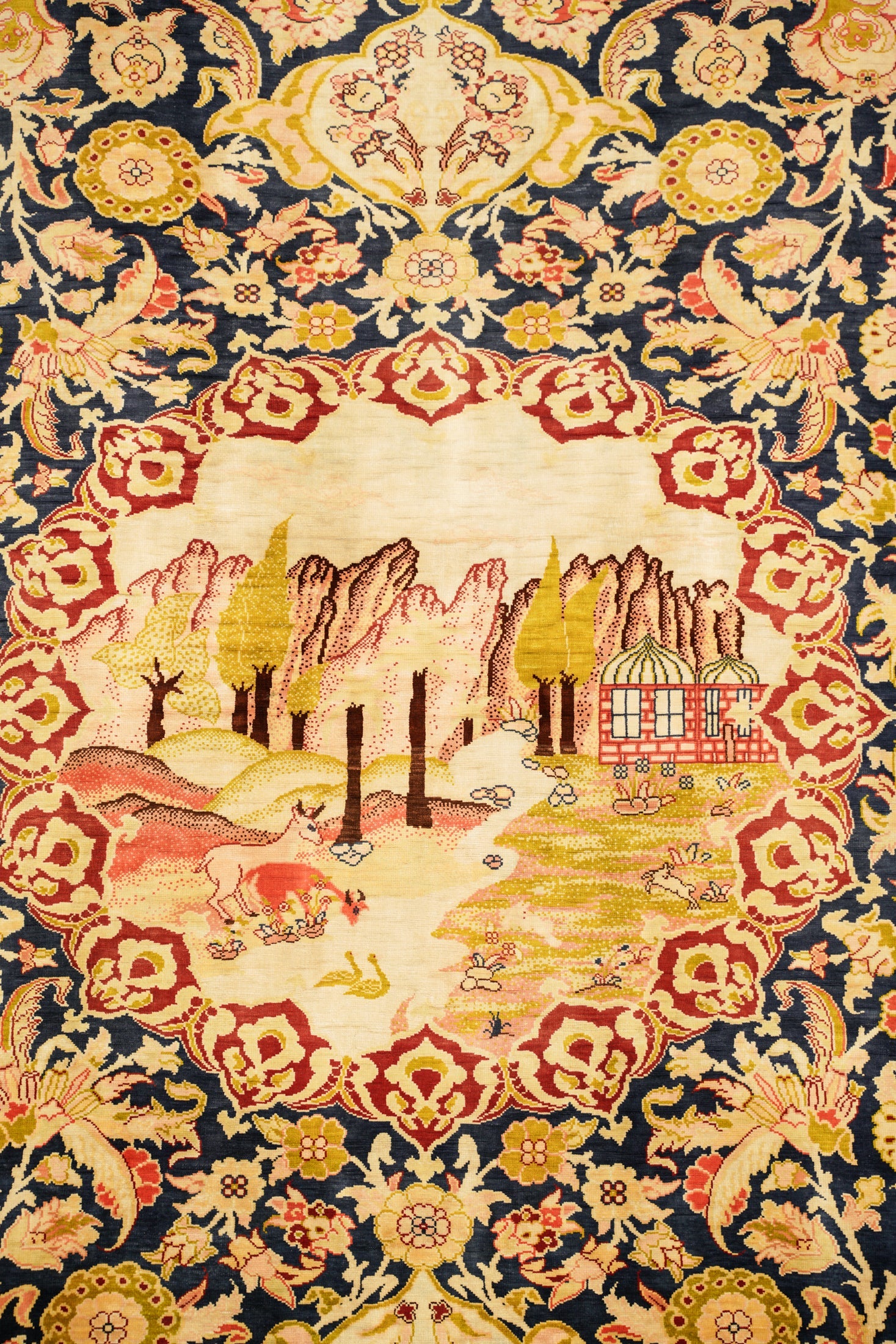 Turkish Silk Hereke Portrait Rug 4'7" x 3'7"