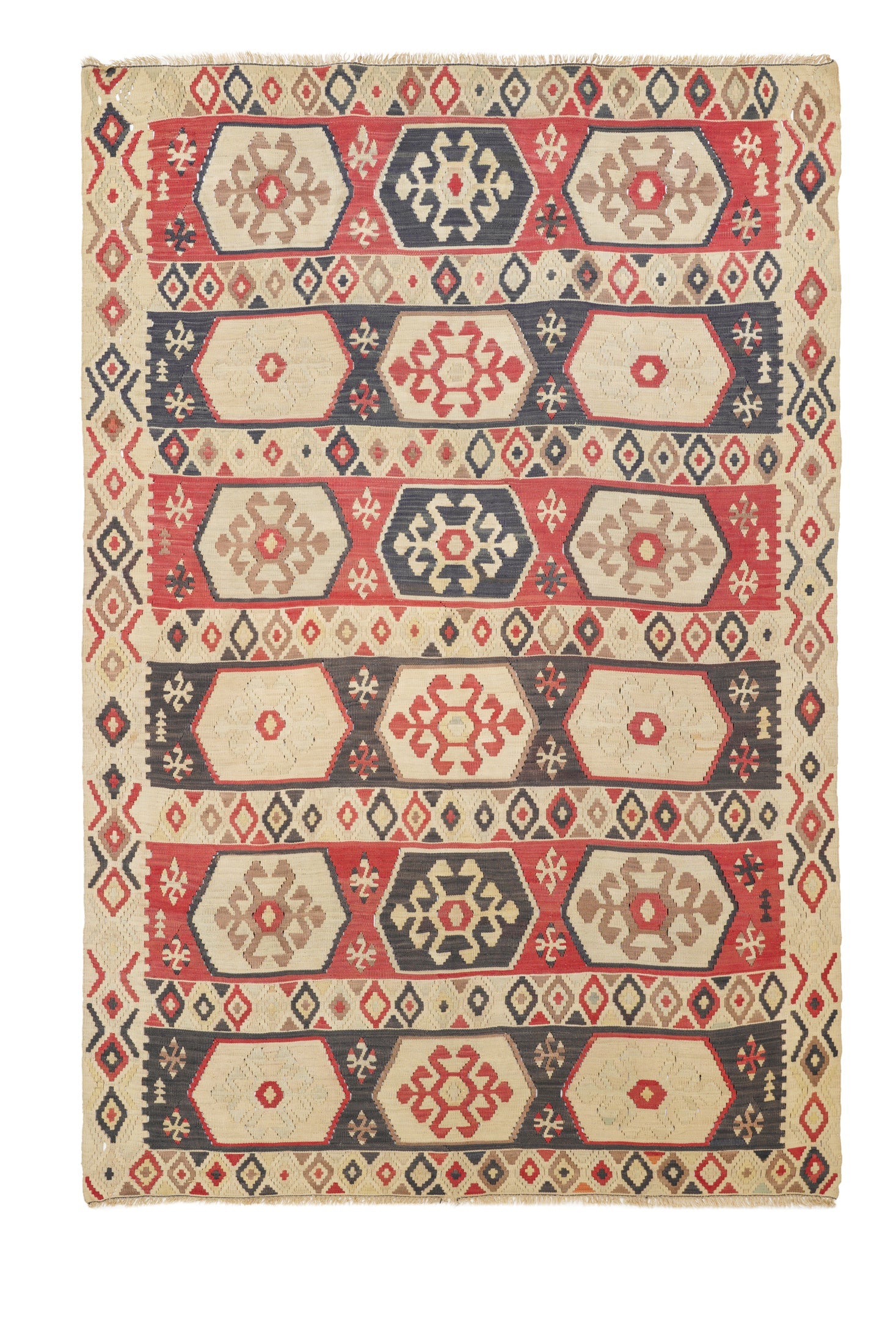 Antique Anatolian Silk Shivas Kilim 5'3
