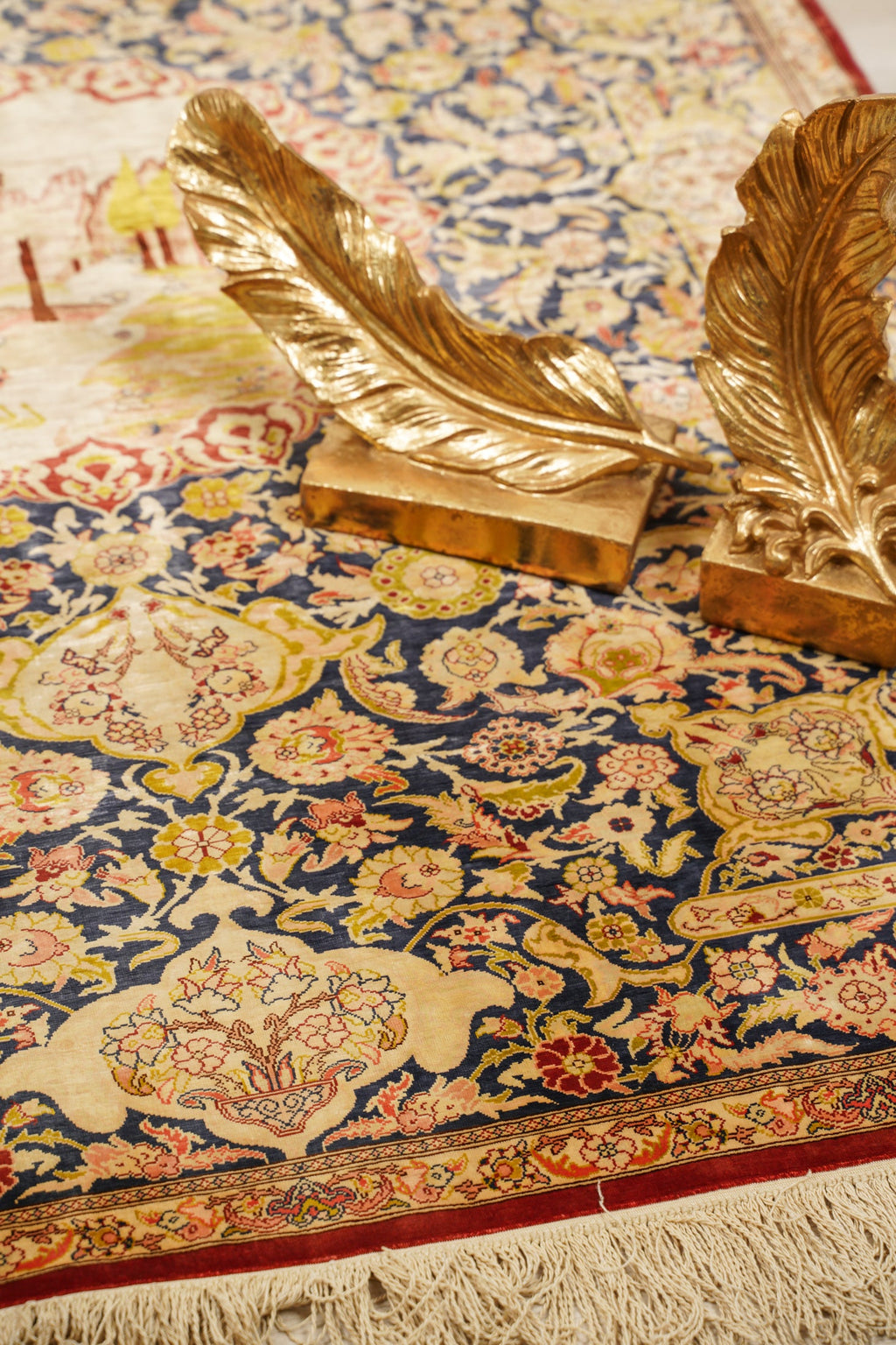 Turkish Silk Hereke Portrait Rug 4'7" x 3'7"