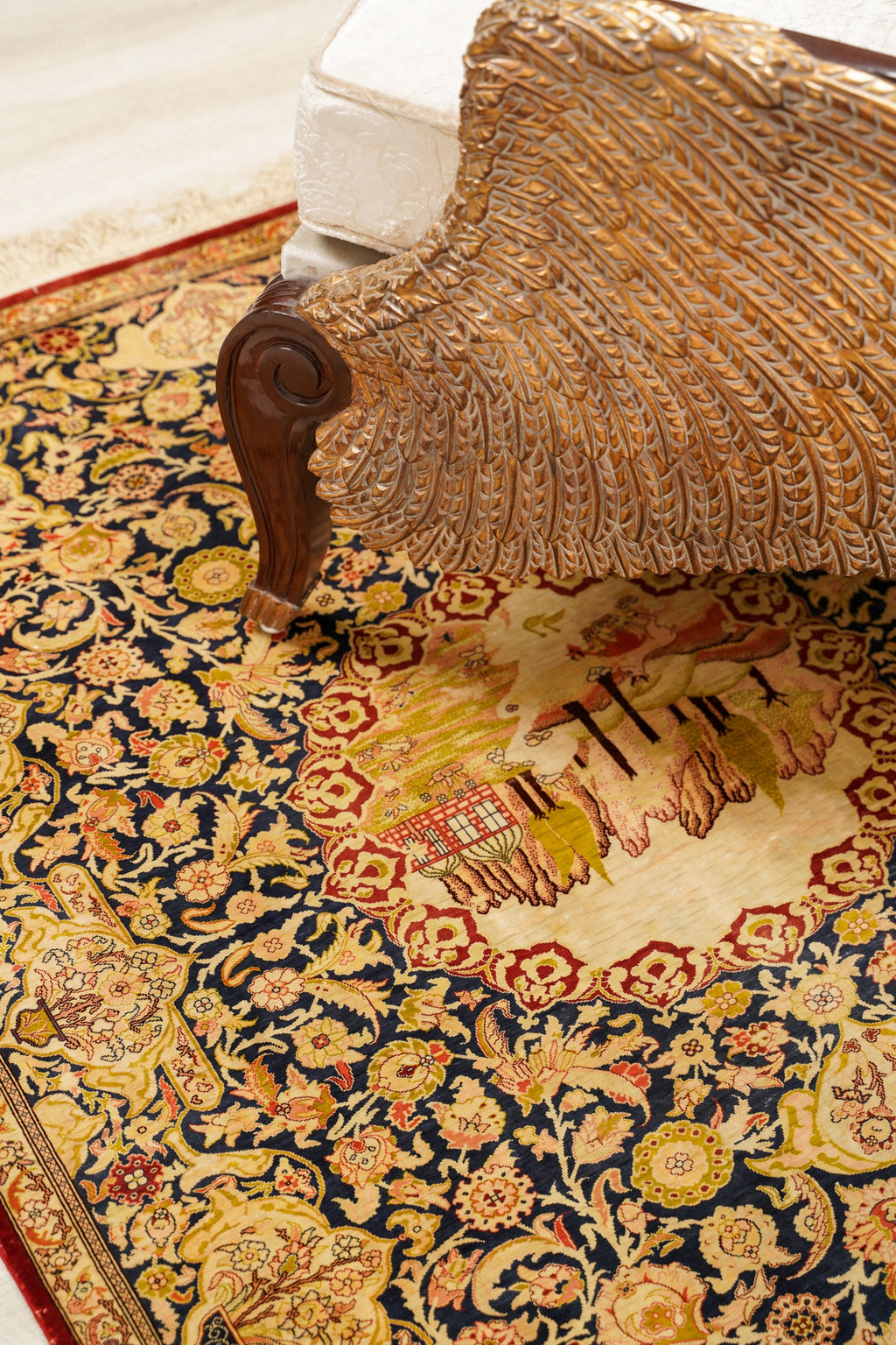 Turkish Silk Hereke Portrait Rug 4'7" x 3'7"