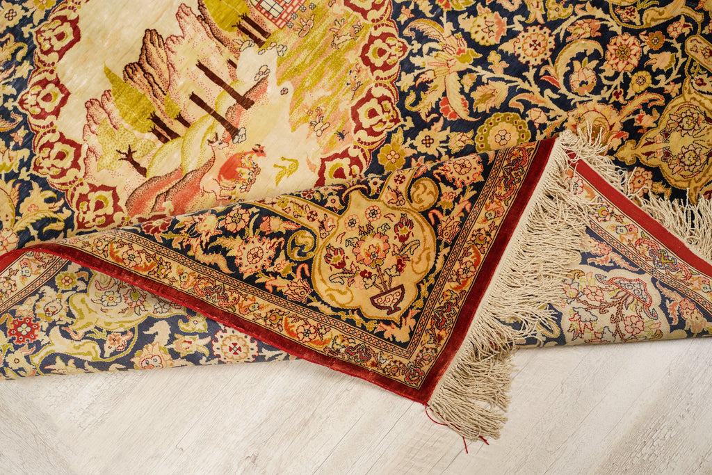 Turkish Silk Hereke Portrait Rug 4'7" x 3'7"