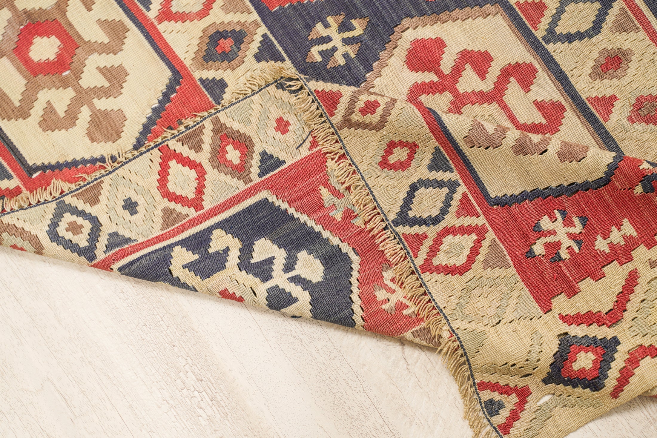 Antique Anatolian Silk Shivas Kilim 5'3